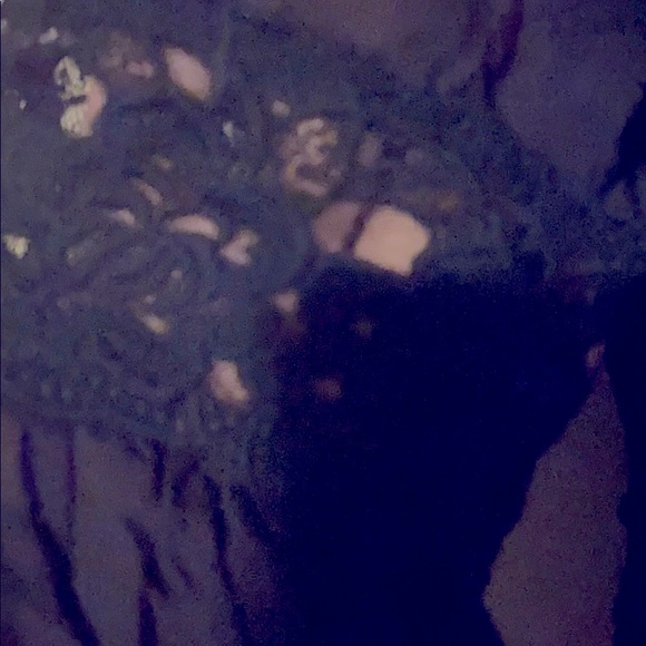 Black lace tiered peasant boho ruffle top medium - Picture 8 of 8